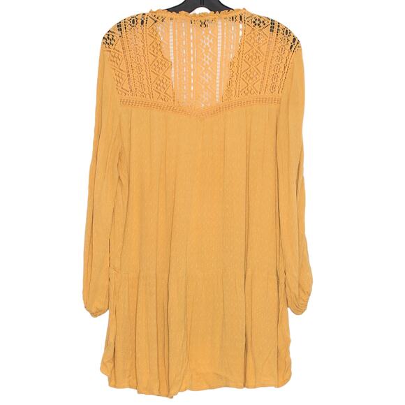 American Eagle Top Boho Cottage Prairie Romantic Hippie Fairy Folk Mustard Large - Picture 2 of 7